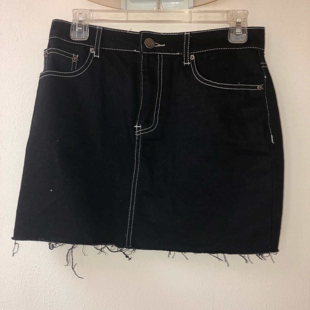 Black denim skirt